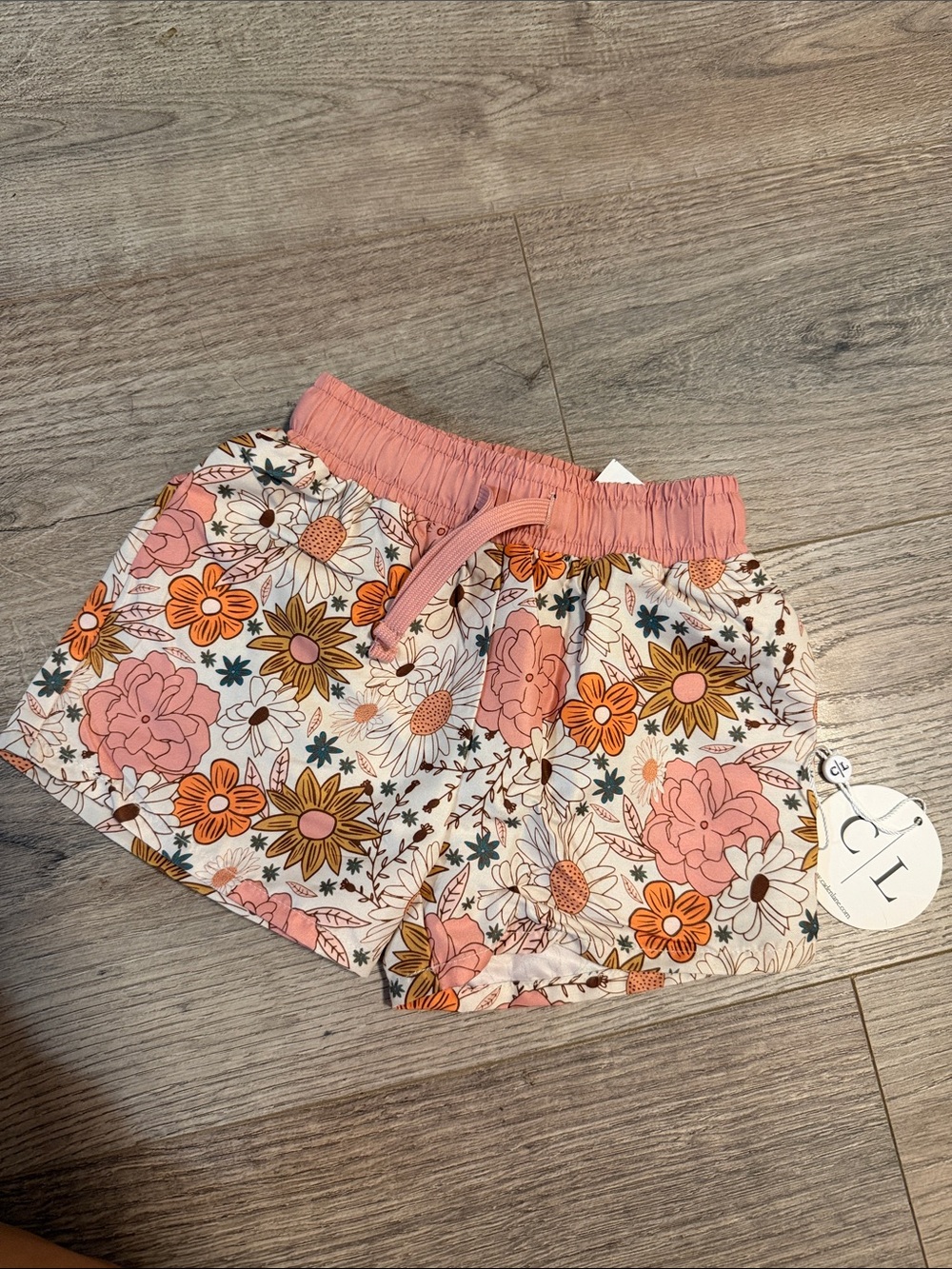 Caden Lane Floral Elastic-Waist Kids SwimShorts